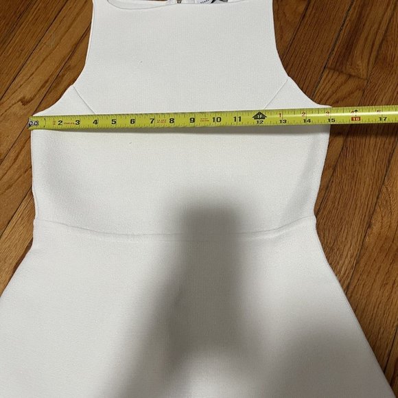 Scanlan Theodore Cream Crepe Knit Sleeveless A-Line High Neck Dress Size Small - Picture 11 of 11